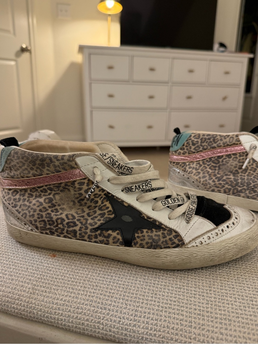 Golden Goose Leopard Print High-Top Sneakers